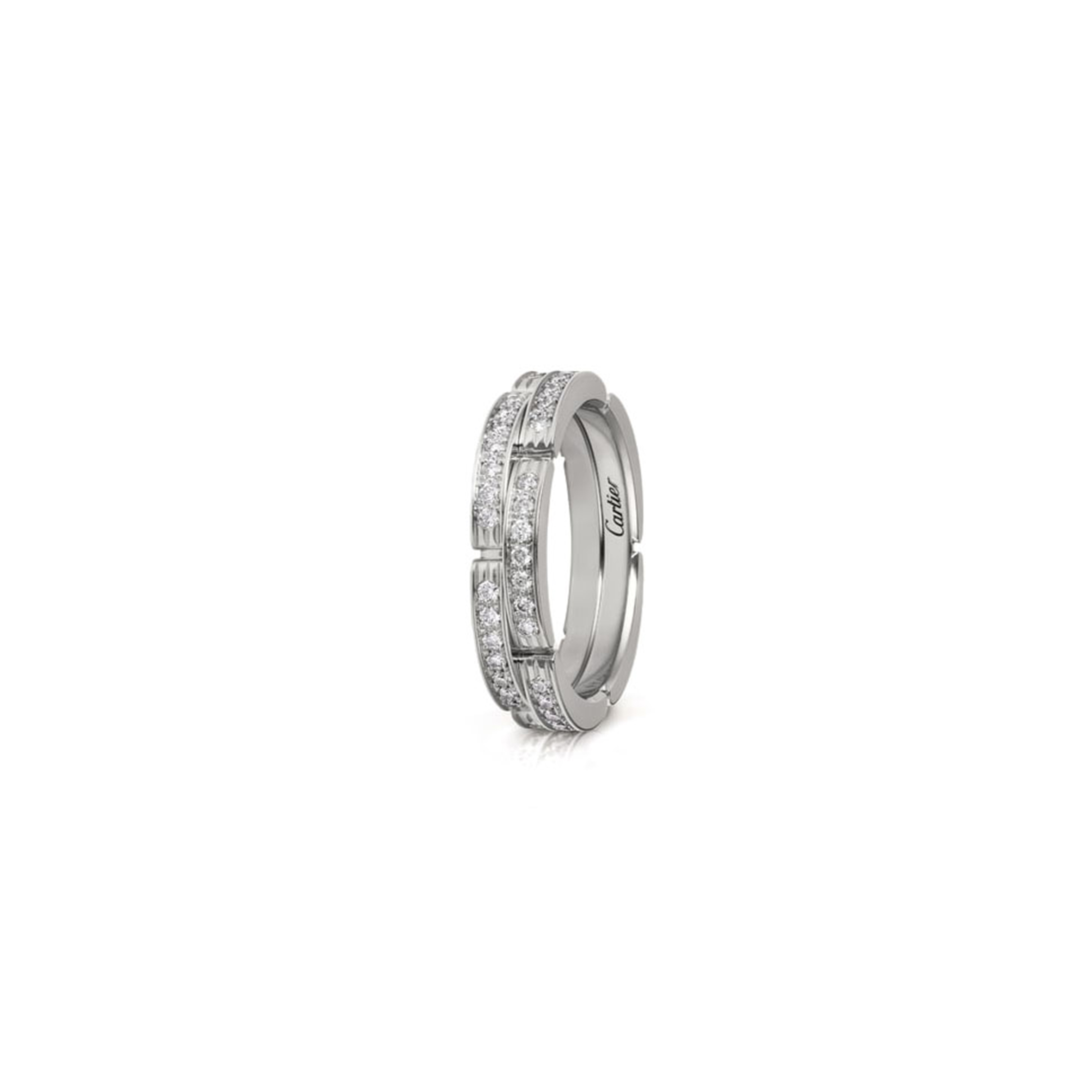 Ca*t1er maillon panthÈre wedding band, double row, half-paved b4098900